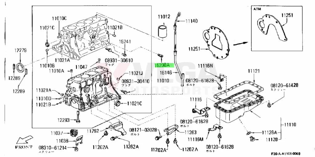 Oil Filter Stud Engine Block To Suit Nissan Rb/Sr Without Heat Exchanger Or Extension Housing