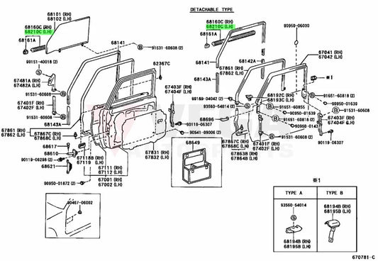 Outer Belt Mould (Left Front Door With 1/4 Vent Window) To Suit For Landcruiser 70 75 78 79