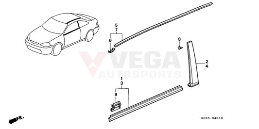 Outer Belt Mould Set To Suit Honda Civic Ek9 72450-S03-003 / 72410-S03-003 Exterior