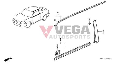 Outer Belt Mould Set To Suit Honda Civic Ek9 72450-S03-003 / 72410-S03-003 Exterior