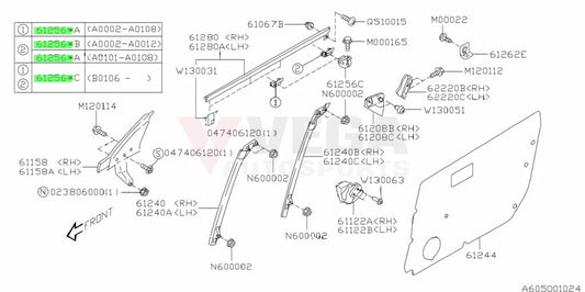 Outer Window Stabilizers Subaru Impreza Gc8/Gf8 92-07 61256Fe020 Exterior