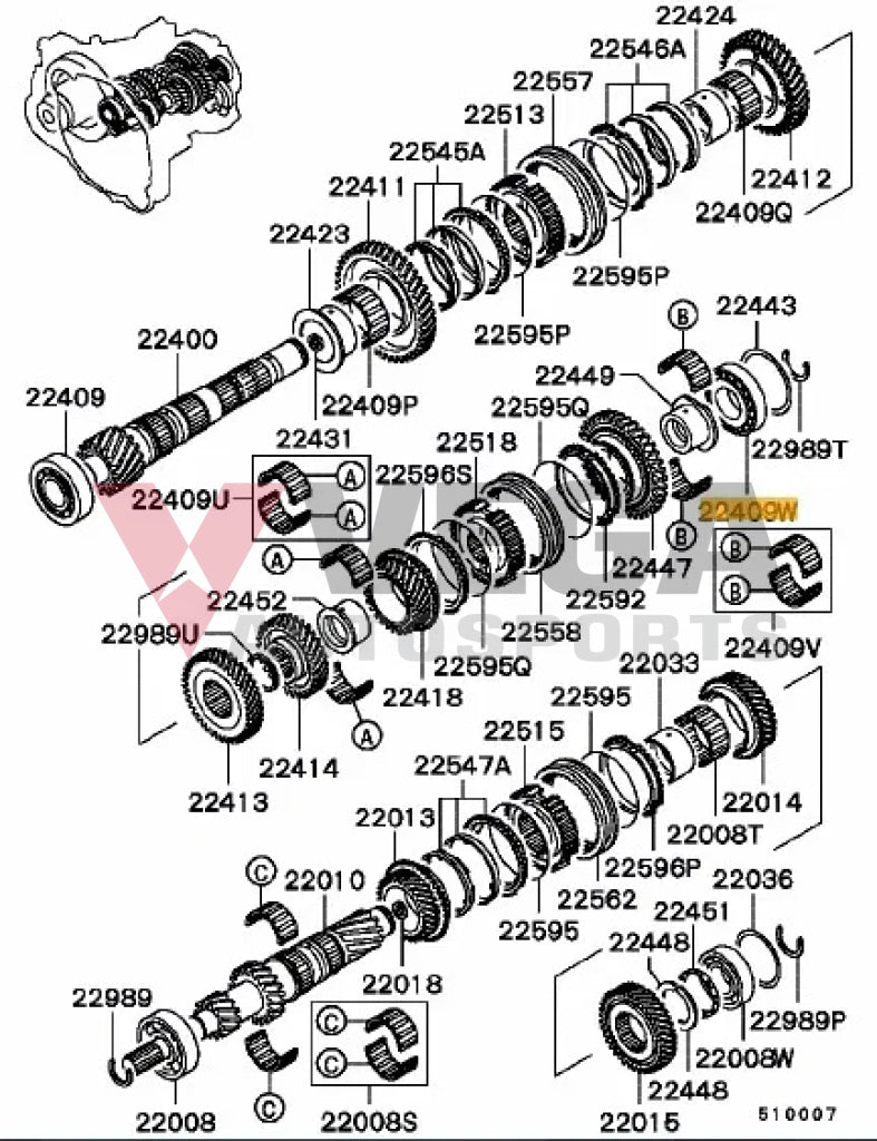 Output Shaft Bearing to suit Mitsubishi Lancer Evolution 4 - 9 (5-speed) MD748457 Gearbox and Transmission