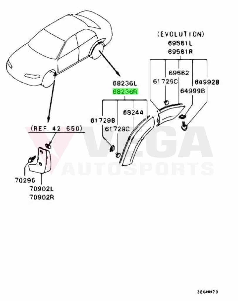 Overfender Flare (Front Rhs) To Suit Mitsubishi Lancer Evolution 5 / 6 6.5 Tme Cp9A Exterior