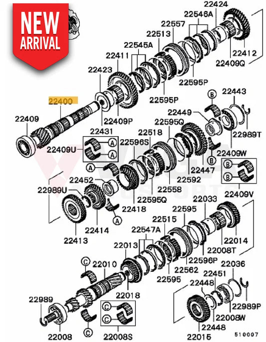 Pinion Shaft Final Drive 4.11 (18 teeth) to suit Mitsubishi Lancer Evolution 4-9 5 SPD MD748306 - Gearbox and