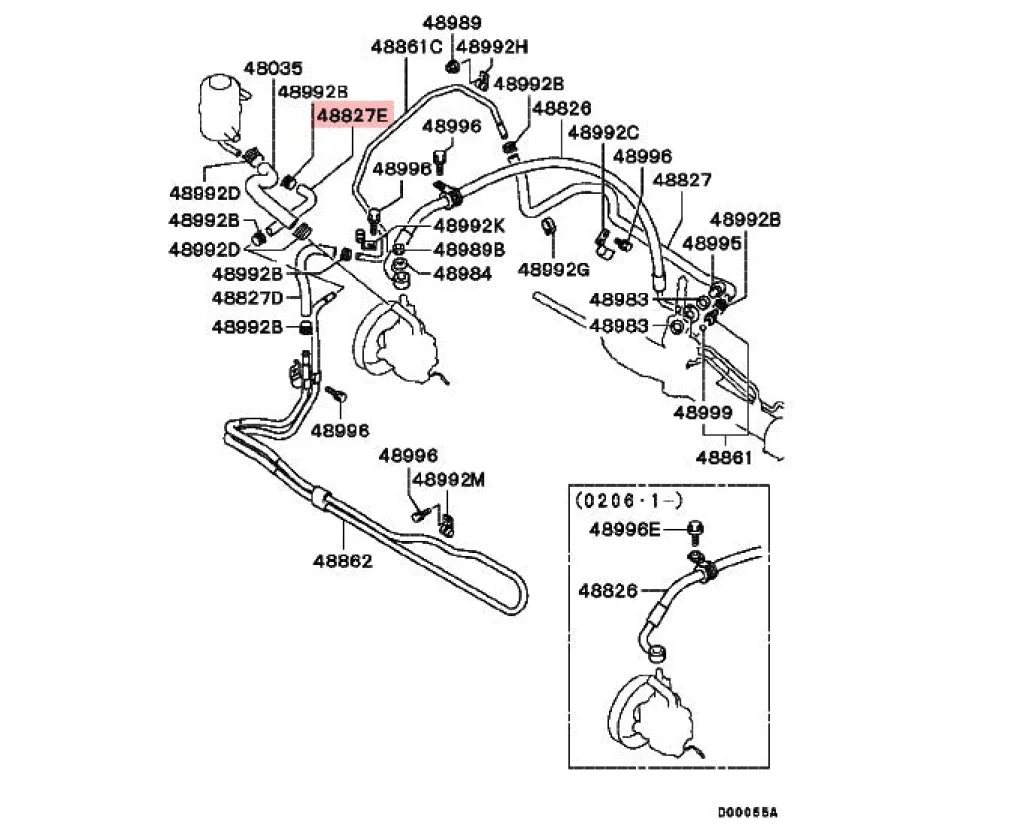 Power Steering Oil Return Rubber Hose To Suit Mitsubishi Lancer Evolution 5 / 6 7 8 9 Mr131459 And