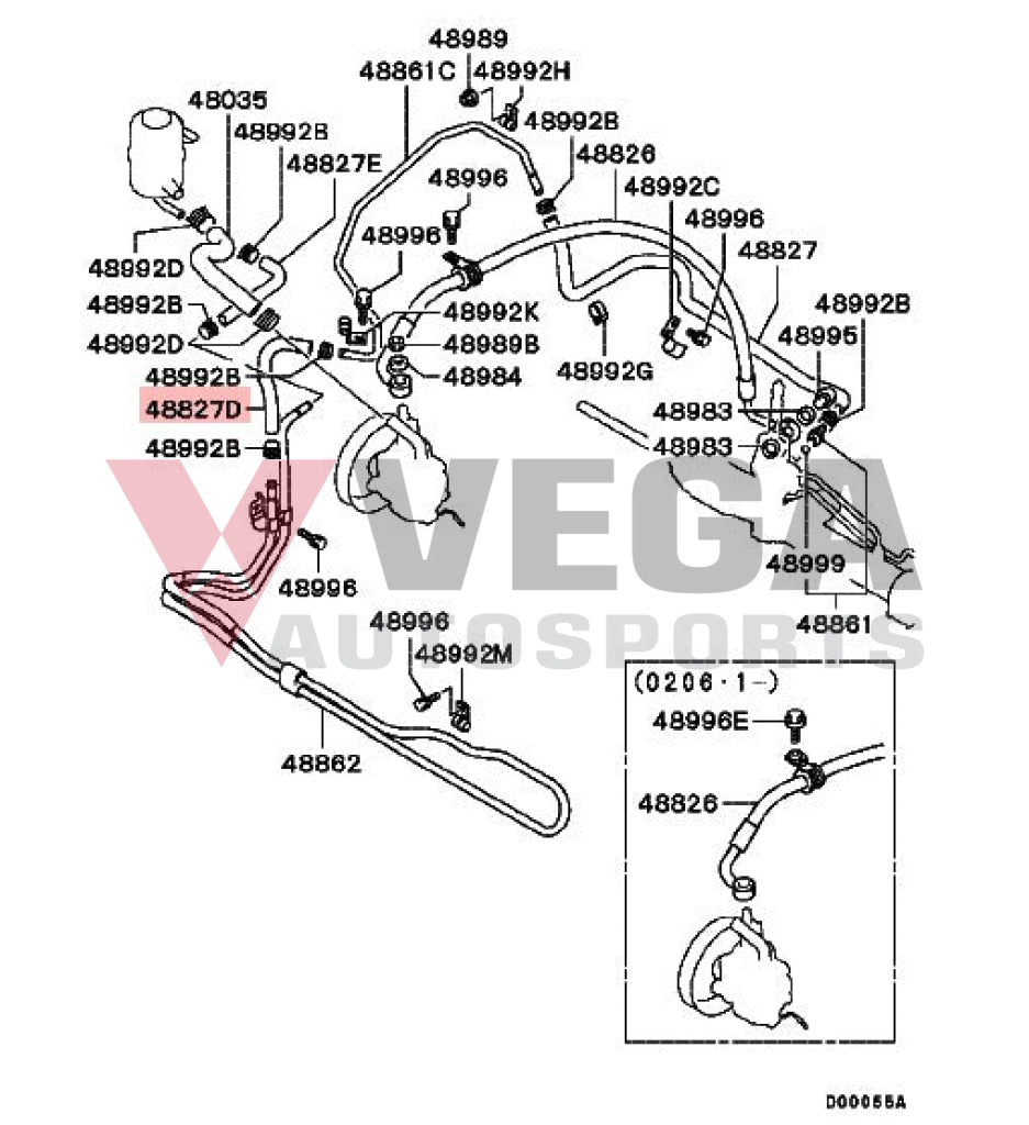 Power Steering Oil Return Rubber Hose To Suit Mitsubishi Lancer Evolution 7 / 8 9 Mr491374 And