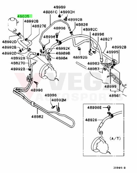 Power Steering Oil Rubber Hose (Reservoir To P/S Pump) Suit Mitsubishi Lancer Evolution 7 / 8 9