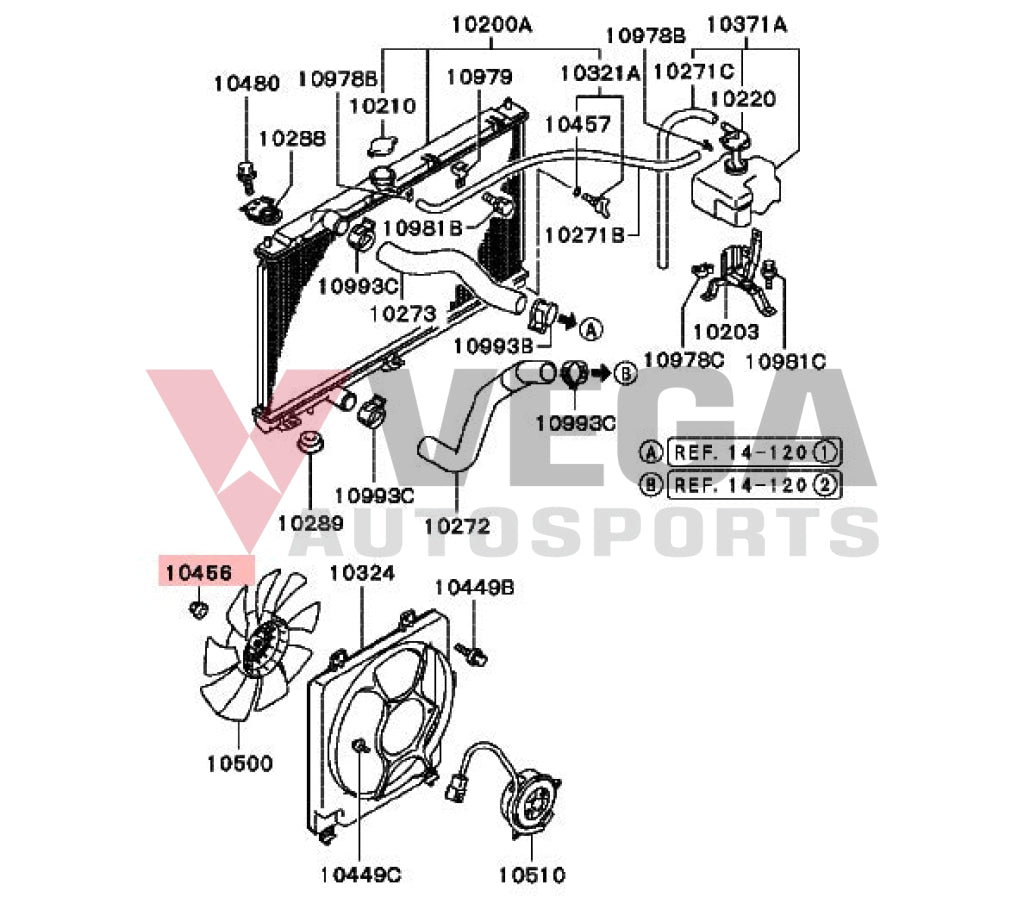 Radiator Fan Nut To Suit Mitsubishi Lancer Evolution 4 - 9 Cn9A Cp9A Ct9A Mb60581 Cooling