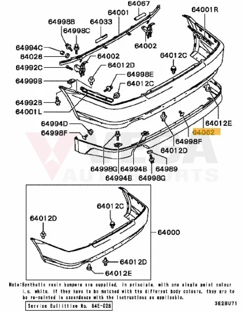 Rear Bumper Lower Lip To Suit Mitsubishi Lancer Evolution 5 / 6 6.5 Mr619232 Body Panels