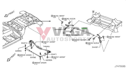 Rear Chassis Brace Assembly (3-Piece) To Suit Nissan 370Z Nismo 554B6-6Ga0A / 554B7-6Ga0A Interior