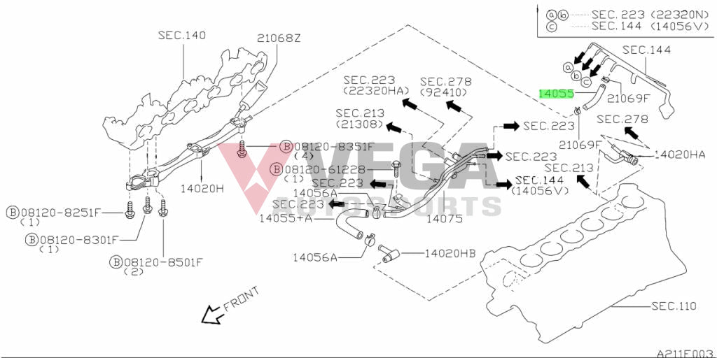 Rear Coolant Hose to suit Nissan Skyline R32 GTR RB26 14055-05U02 Cooling