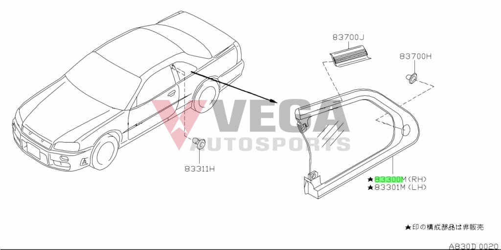 Rear Quarter Window Set Tinted (Rhs & Lhs) To Suit Nissan Skyline R34 Gtr / Gtt - Coupe Exterior