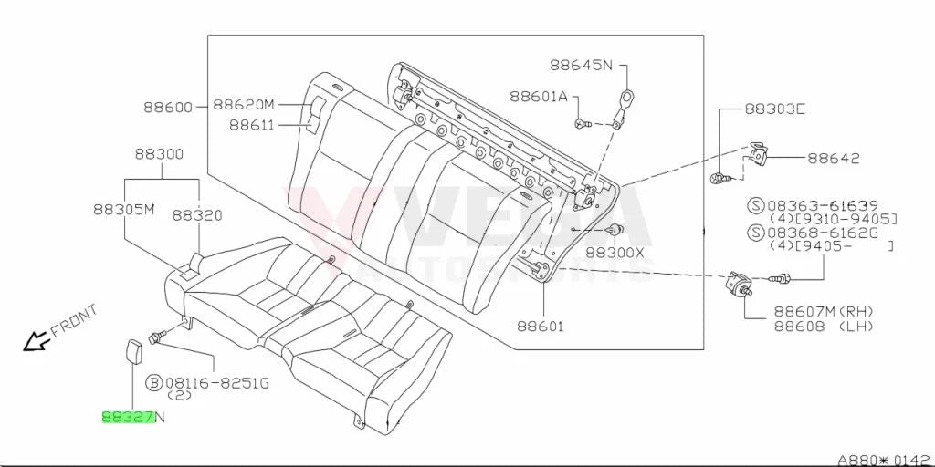Rear Seat Bolt Cover To Suit Nissan S14 / S15 88327-85F00 Interior