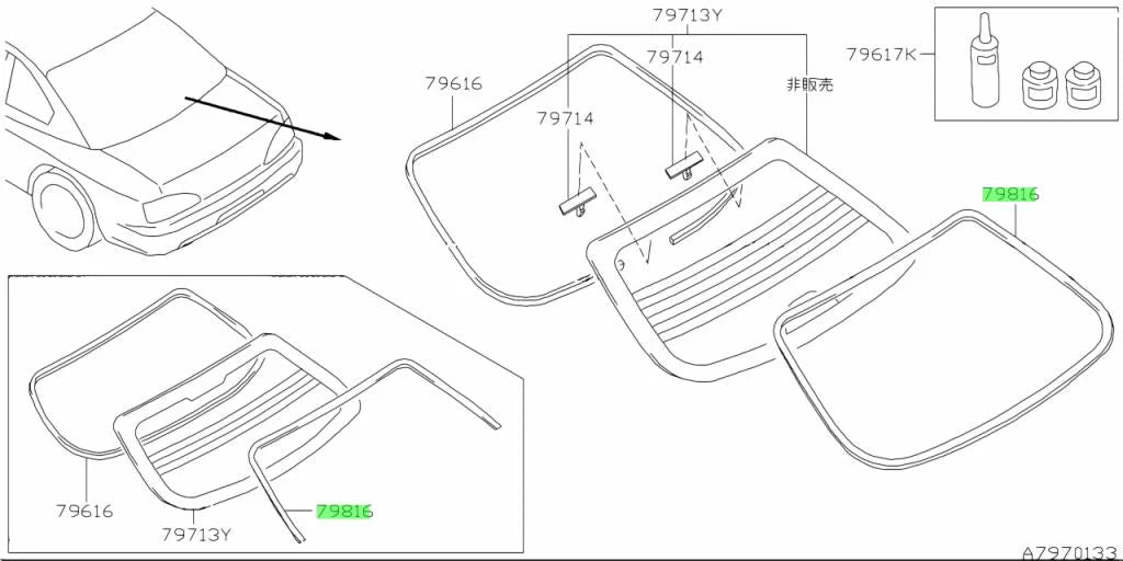 Rear Window Moulding To Suit Nissan Silvia S15 79752-85F00 Exterior