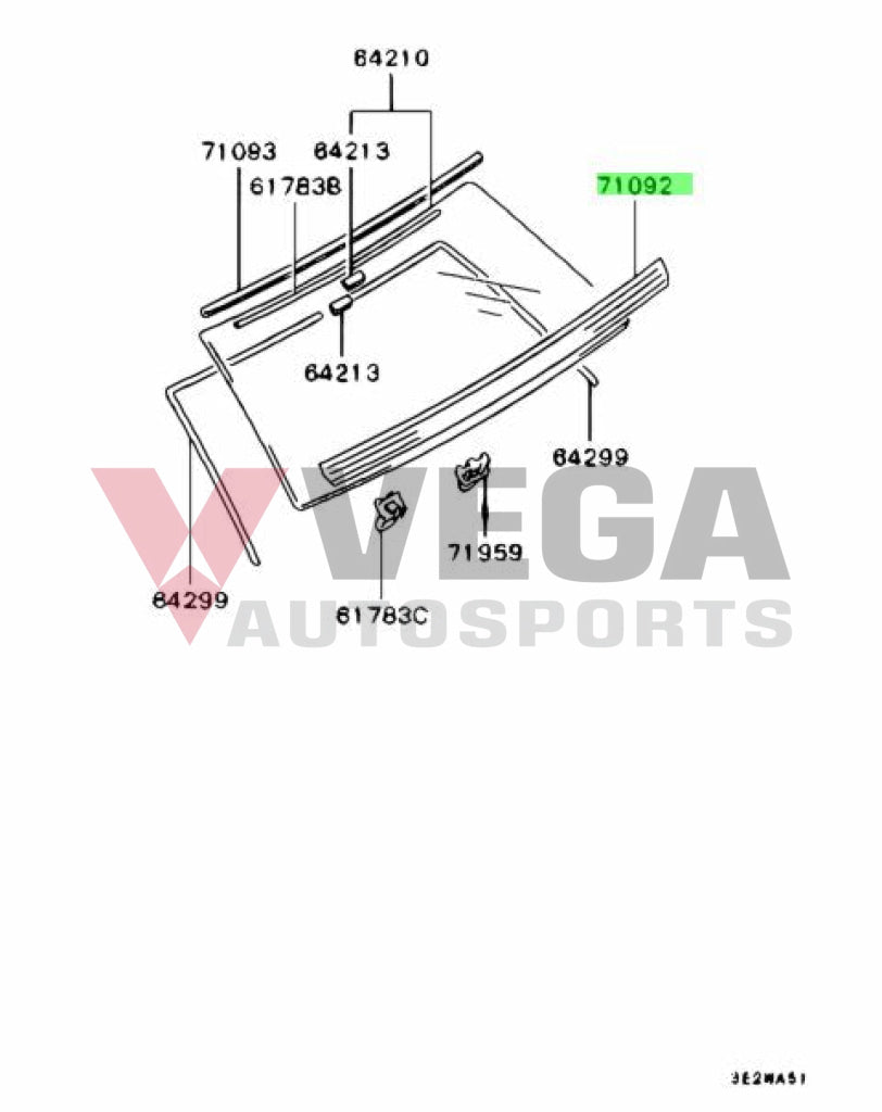 Rear Windscreen Lower Moulding to suit Mitsubishi Lancer Evolution 1 / 2 / 3 MB696794 Body Mouldings / Seals