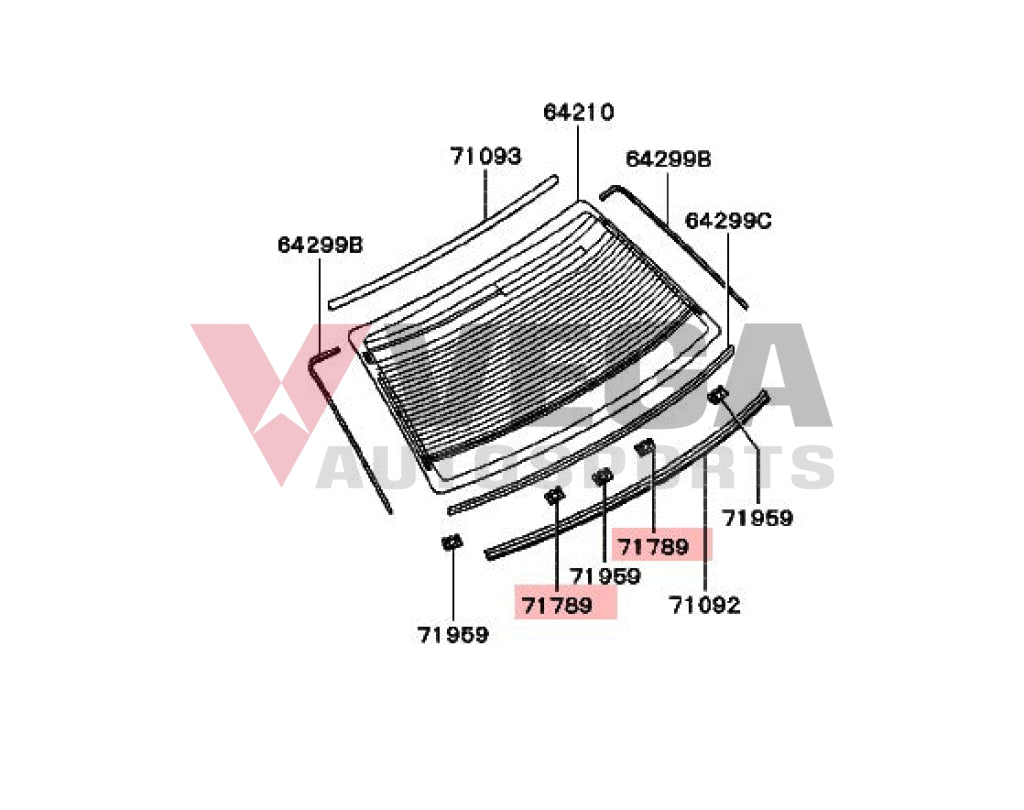 Rear Windscreen Spacer (2-Piece) To Suit Mitsubishi Lancer Evolution 4 / 5 6 Mb814156 Exterior
