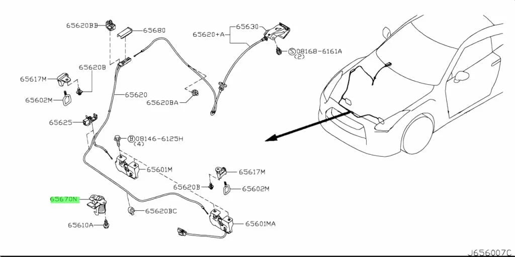 Secondary Hood Latch To Suit Nissan R35 Gtr 65670-Jf00A Exterior