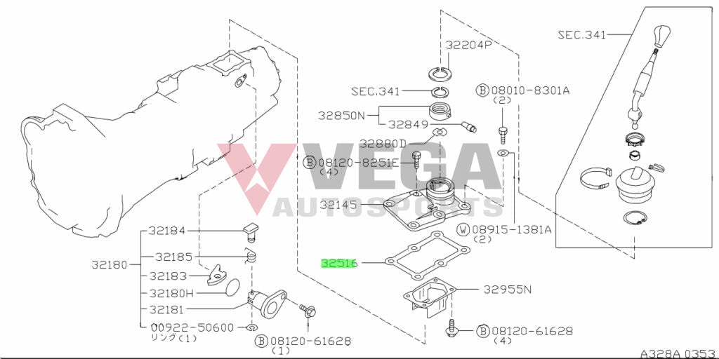 Shift Cover Housing Gasket To Suit Nissan Rb25Det/Rb26 Gearboxes 32516-05U00 Gearbox And