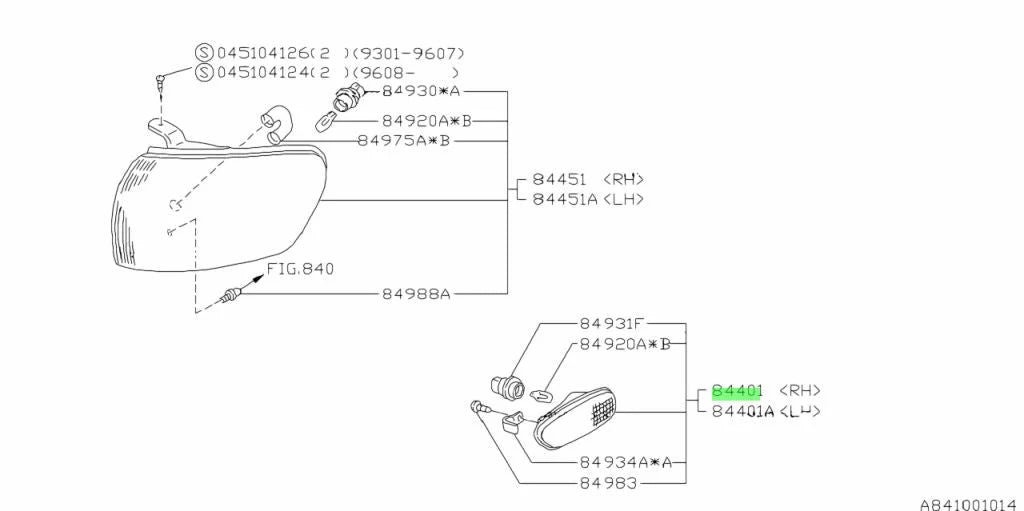 Side Indicator (Rhs) To Suit Subaru Wrx Gc8 84401Fa000 Electrical