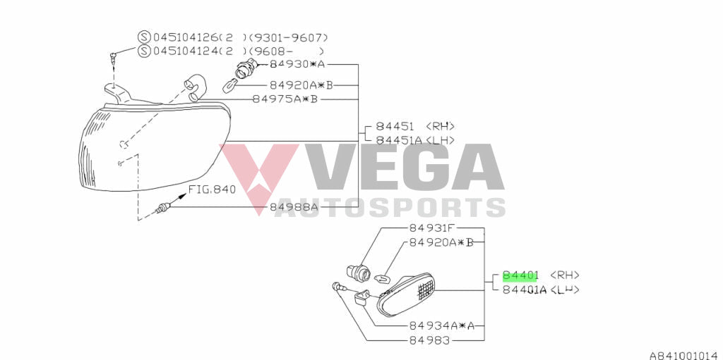 Side Indicator (Rhs) To Suit Subaru Wrx Gc8 84401Fa000 Electrical