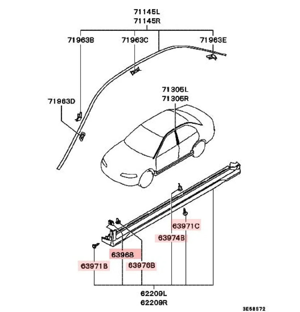 Side Skirt Clip Set (42 Piece) To Suit Mitsubishi Lancer Evolution 5 / 6 6.5 Cp9A Exterior