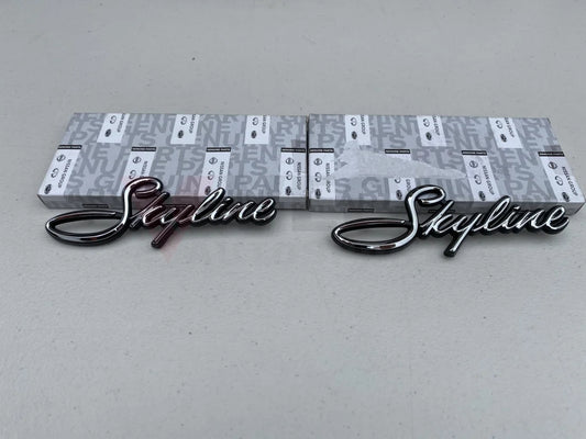 'Skyline' Fender Emblems (Pair) to suit Nissan Skyline Hakosuka C10 - Vega Autosports