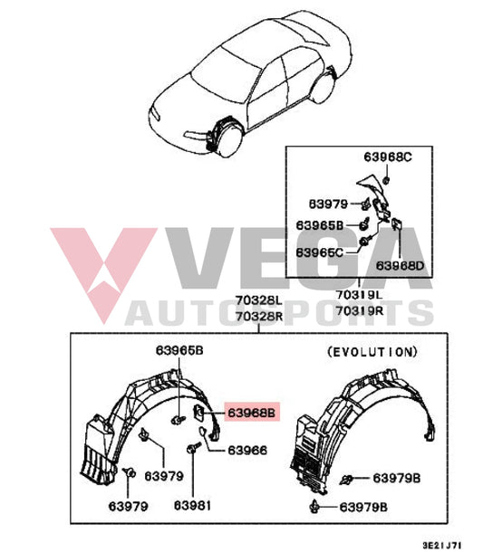Splash Shield U-Nut To Suit Mitsubishi Lancer Evolution 4 - 6 Mb138567 Nuts / Bolts Screws
