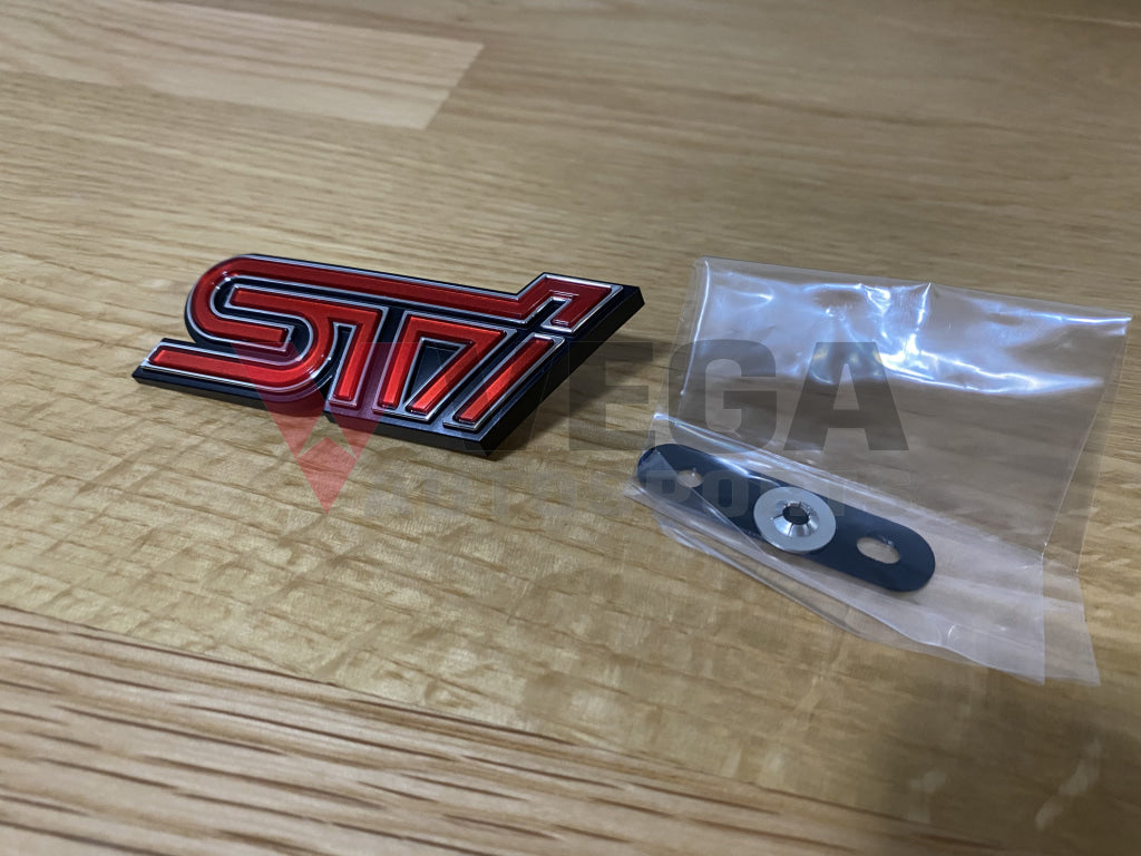 'STi' Front Grill Emblem Badge Red to suit Subaru Impreza WRX STi 08-10 GV GR - Vega Autosports