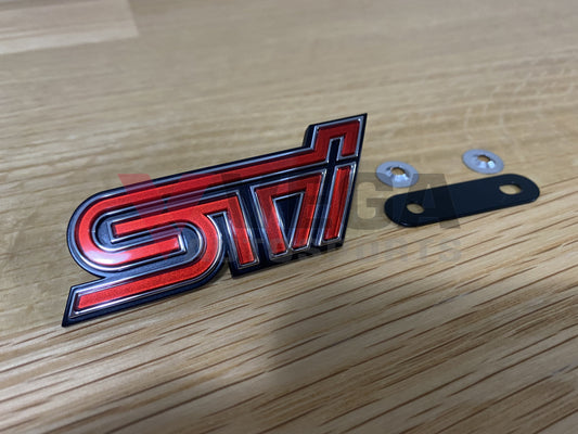 STi Front Grill Emblem Badge Red to suit Subaru Impreza WRX STi 11-14 GV GR - Vega Autosports