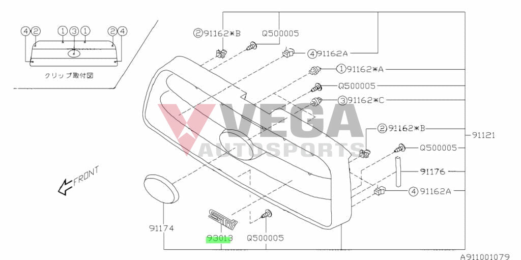 ’Sti’ Front Grille Emblem To Suit Subaru Forester Sti Ej255 Sg9 2003/11 - 2005/01 93013Sa000