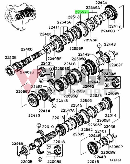 Synchroniser Sleeve 1st / 2nd to suit Mitsubishi Lancer Evolution 5-9 5-Speed MR581384 Gearbox and Transmission