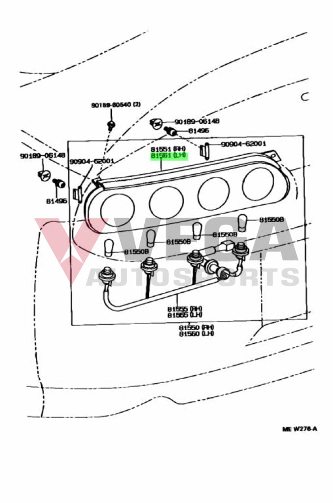 Tail Light Lamp Lhs To Suit Toyota 96 - 98 Supra Jza80 81561 - 14700 Electrical