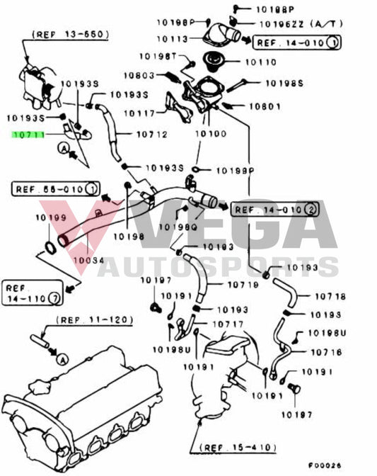 Throttle Body Coolant Return Line to suit Mitsubishi Lancer Evolution 8 MN143462 Engine