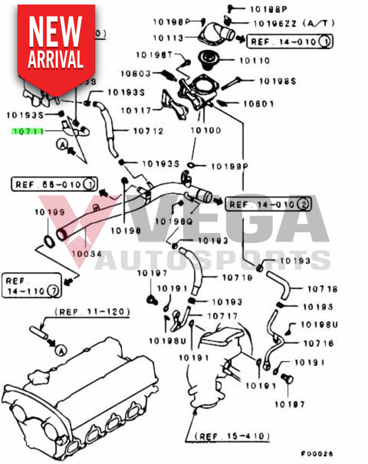 Throttle Body Coolant Return Line to suit Mitsubishi Lancer Evolution 8 MN143462 Engine