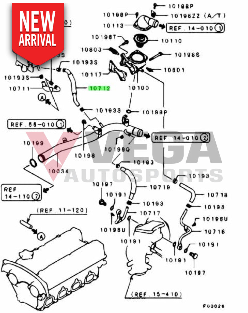 Throttle Body Coolant Return Line to suit Mitsubishi Lancer Evolution 9 1310A086 Engine