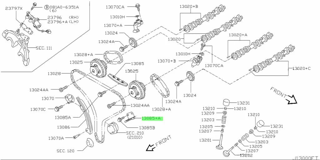 Timing Chain Guide Lhs To Suit Nissan 350Z Z33 Vg35De/Vg35Hr 13085-Al511 Engine