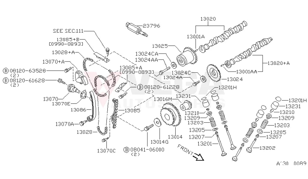 Timing Chain Tensioner (Sr20) To Suit Nissan Silvia S13 / S14 S15 P11 N14 N15 13070-2J203 Engine