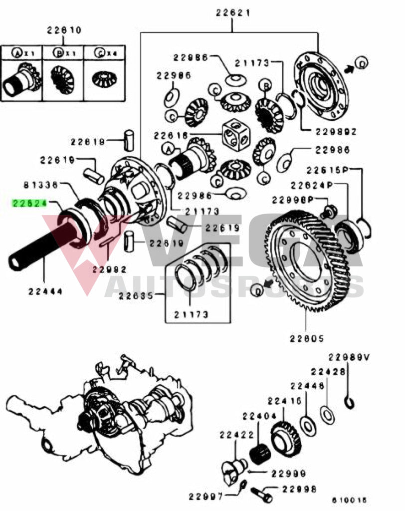 Transfer Case Drive Shaft Bearing (Transfer Case Side) to suit Mitsubishi Lancer Evolution 4 - 9 MD771729 Gearbox and