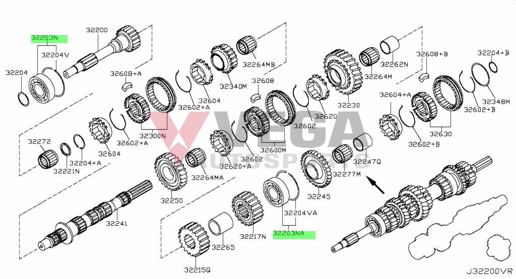 Transmission Main Shaft Bearing to suit Nissan 350Z CD Gearboxes 32203-CD101 Gearbox and Transmission