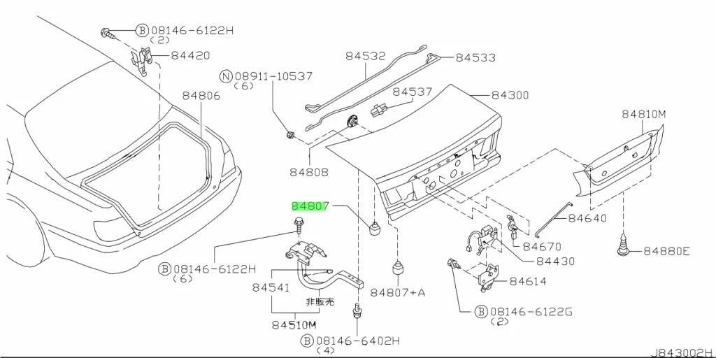 Trunk / Boot Lid Rubber Bump Stop To Suit Nissan Skyline R34 Models 84840-5L300 Interior