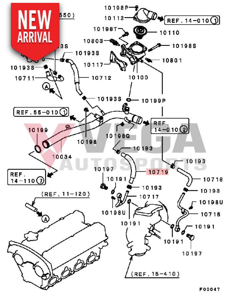 Turbo Water Return Hose to suit Mitsubishi Lancer Evolution 6-7 & 9 MD366383 Cooling