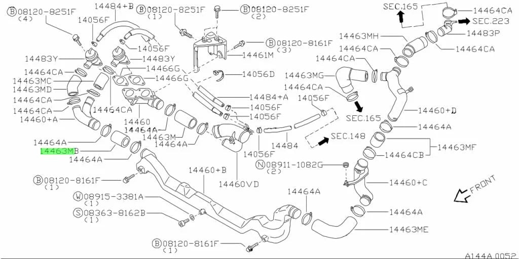 Turbocharger Blow Off Valve Air Inlet Hose To Suit Nissan Skyline R32 / R33 R34 Gtr 14463-05U17