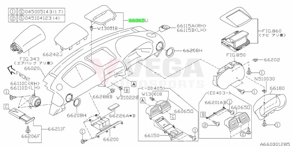 Upper Dash Panel To Suit Subaru Impreza 02-05 Gd / Gg 66065Fe050Oe Interior