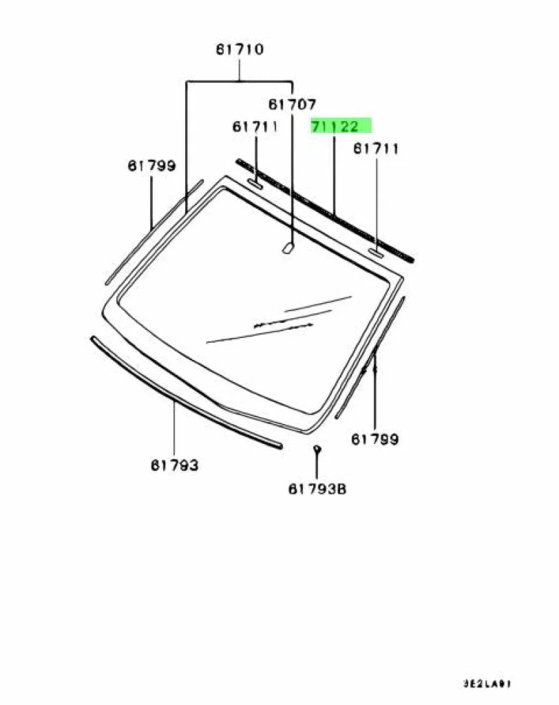 Upper Front Window Moulding To Suit Mitsubishi Lancer Evolution 7 / 8 9 Ct9A Mr520285 Body Mouldings