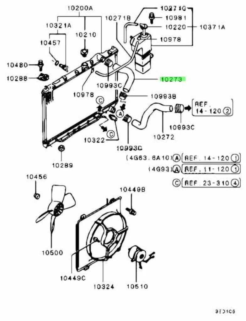 Upper Radiator Hose To Suit Mitsubishi Lancer Evolution 1 / 2 3 Mb890990 Cooling