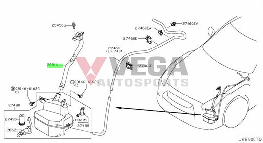 Upper Washer Bottle Hose Assembly To Suit Nissan R35 Gtr 28915-Jf00B Cooling