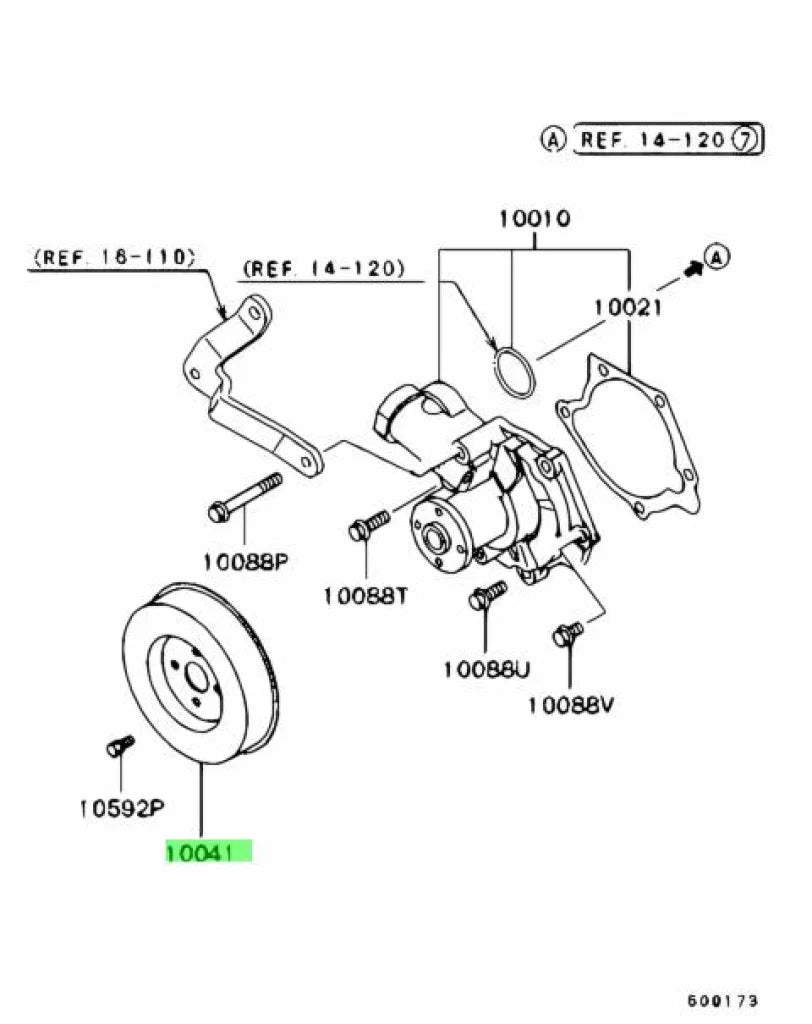 Water Pump Pulley To Suit Mitsubishi Lancer Evolution 8 / 9 Ct9A Mn143303 Cooling