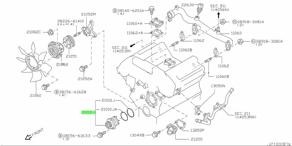 Water Pump To Suit Nissan 350Z Z33 Series 1 Skyline V35 250Gt / 300Gt 350Gt & Stagea M35 B1010-Al50B