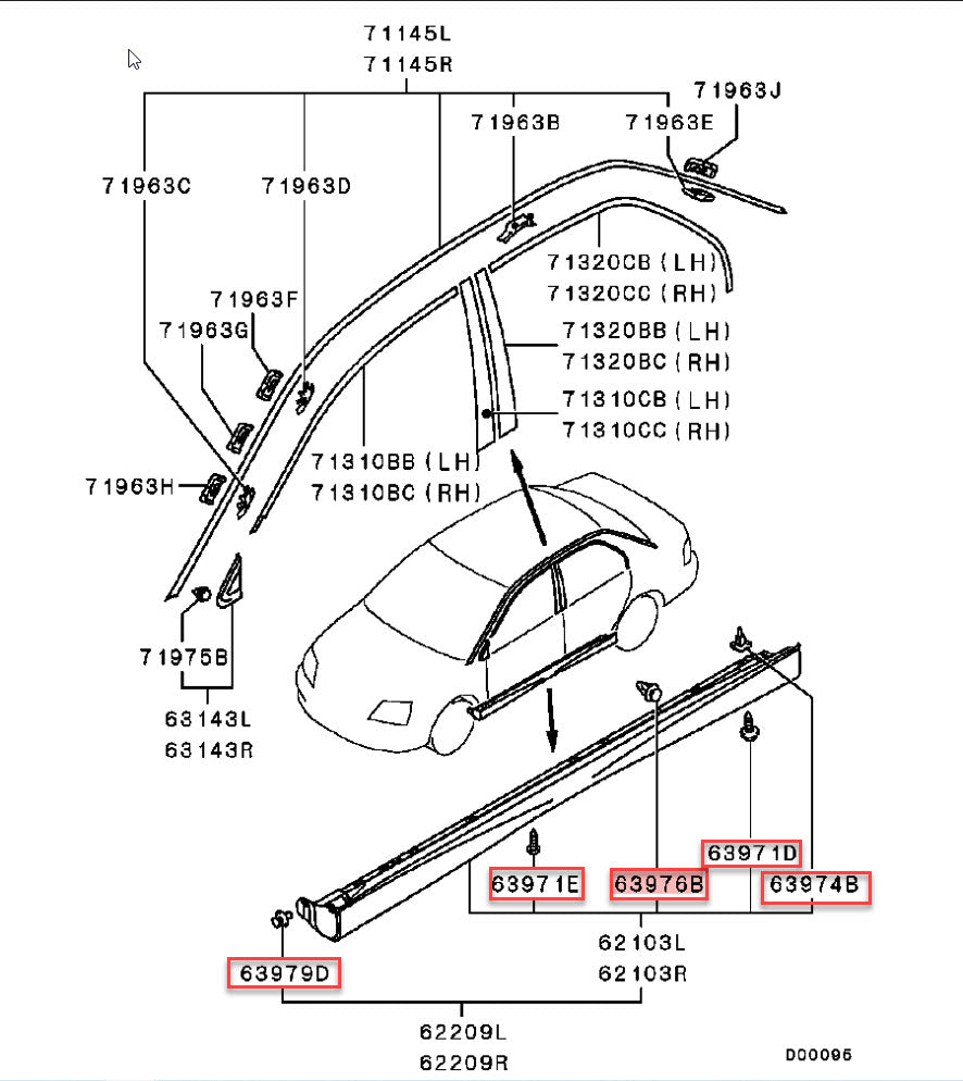 Side Skirt Fitting Kit (60-Piece) To Suit Mitsubishi Lancer Evolution 7 / 8 9 Ct9A Exterior