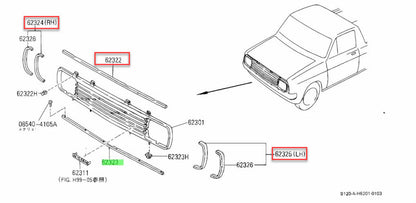 Radiator Surround Grille Moulding Set (4-Piece) To Suit Datsun 1200 B110 B120 Exterior